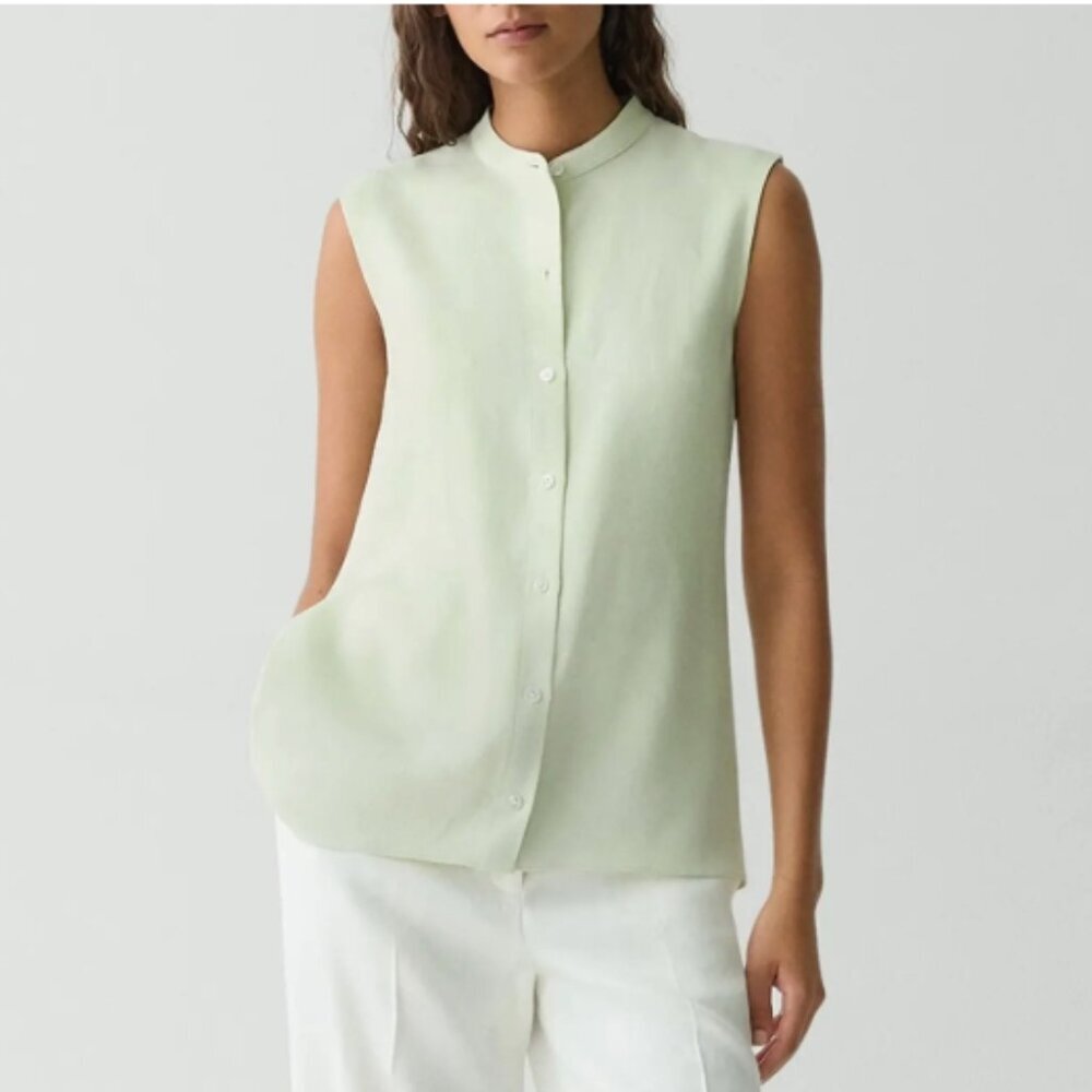 Theory Asymmetric Drape Sleeveless Top Aloe Size M Nwt